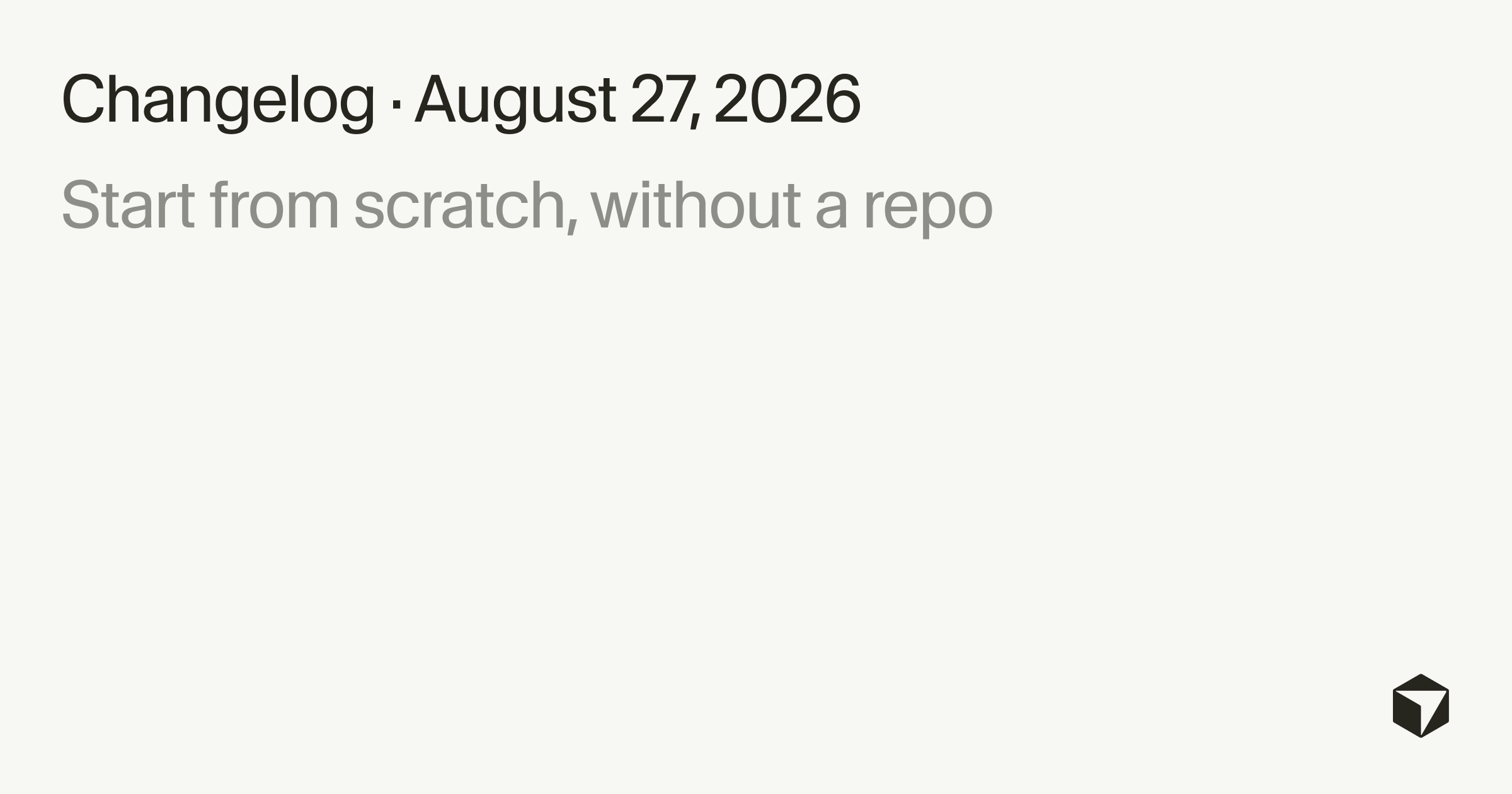 Cursor changelog card for starting a cloud agent without a repo